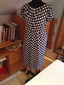Simplicity 2959 in Navy and White Polka Dot Viscose